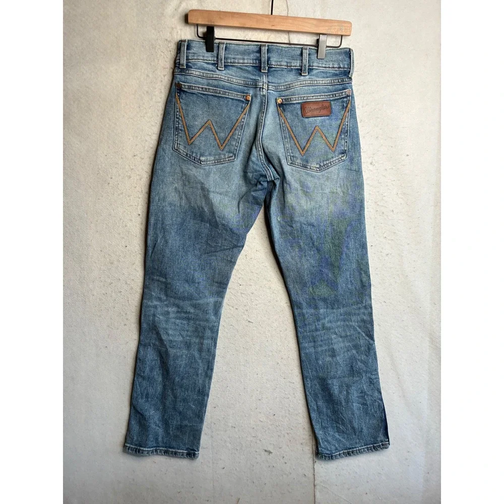 Wrangler Retro Slim Straight Mens Jeans 29x30 Medium Wash Blue 112344448